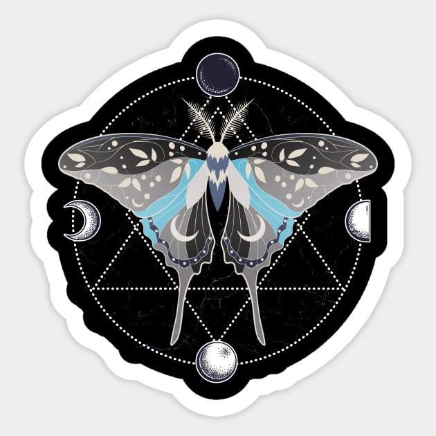 Demiboy Luna Moth Celestial Cottagecore LGBT Pride Flag Sticker by Psitta